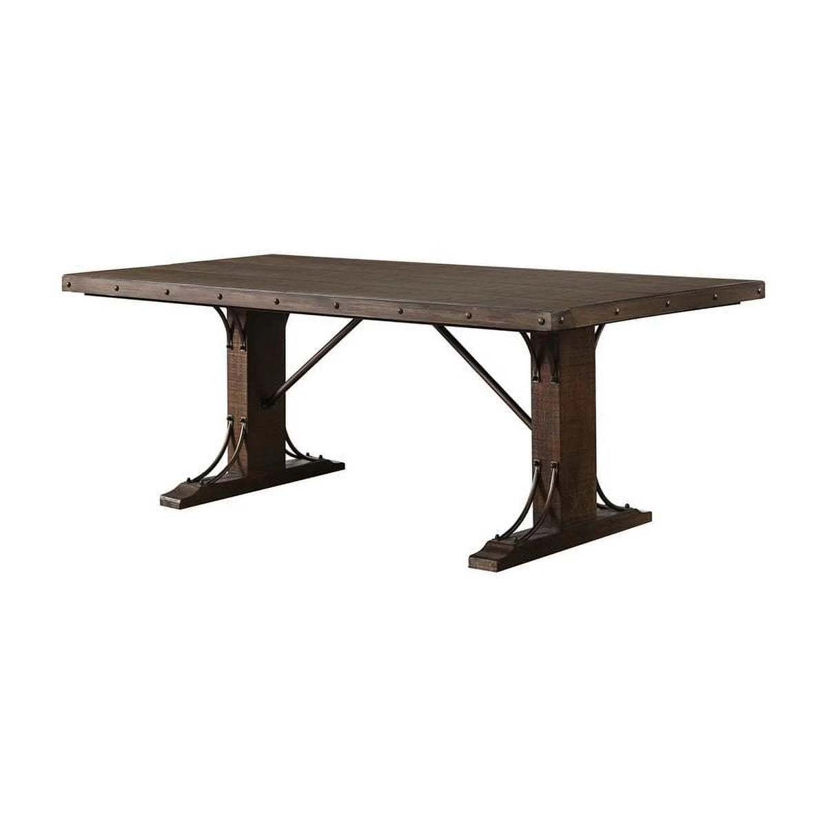Solid Wood Rectangle Dining Table in Rustic Walnut N649