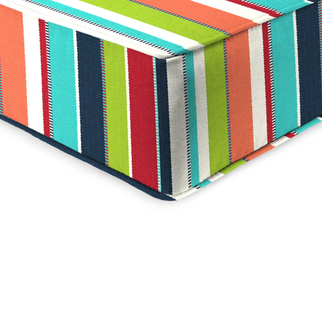 Multicolor Stripe Rectangular Outdoor Chair Seat and Back Cushion with Welt C235805