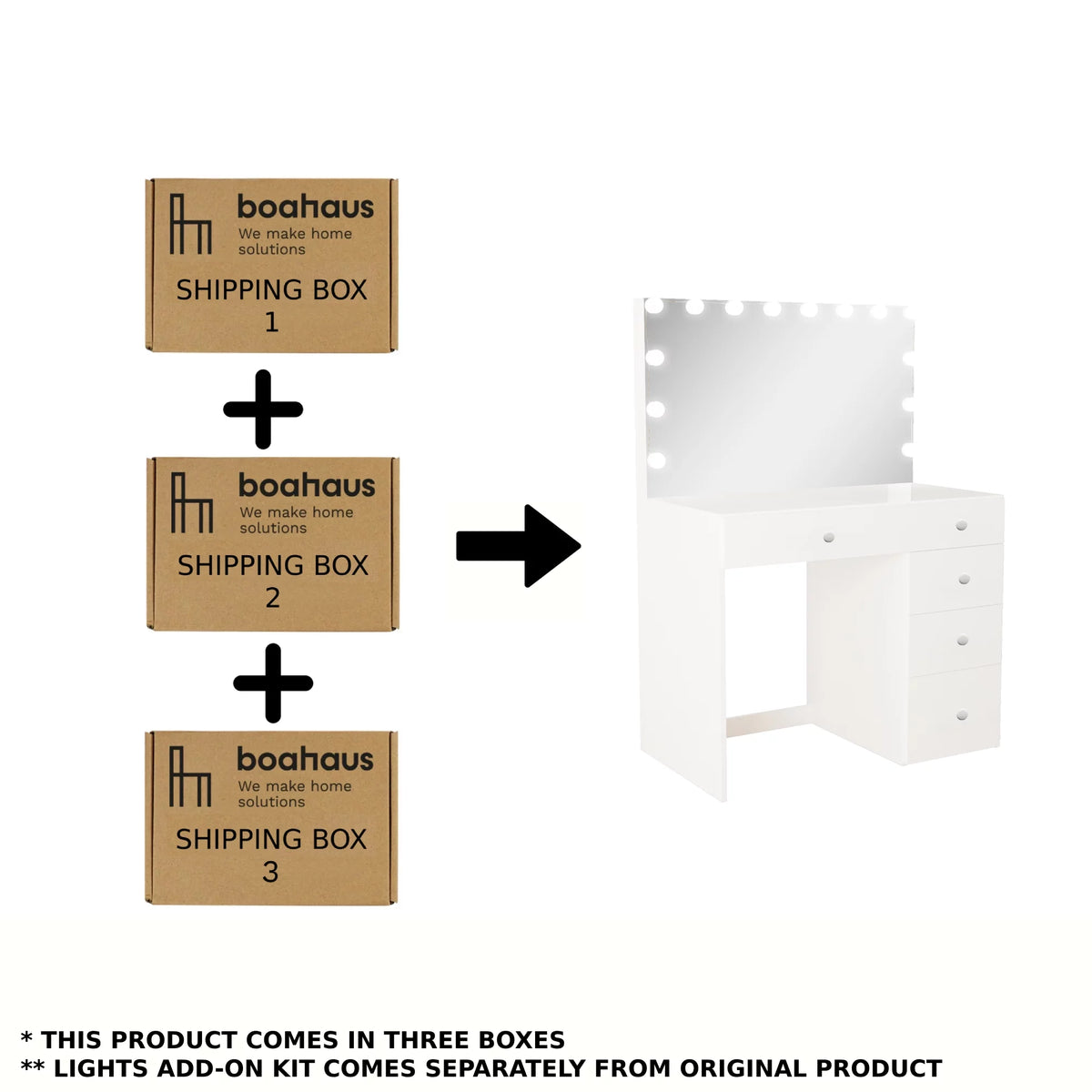 Modern White Vanity Desk with 5 Drawers C859501