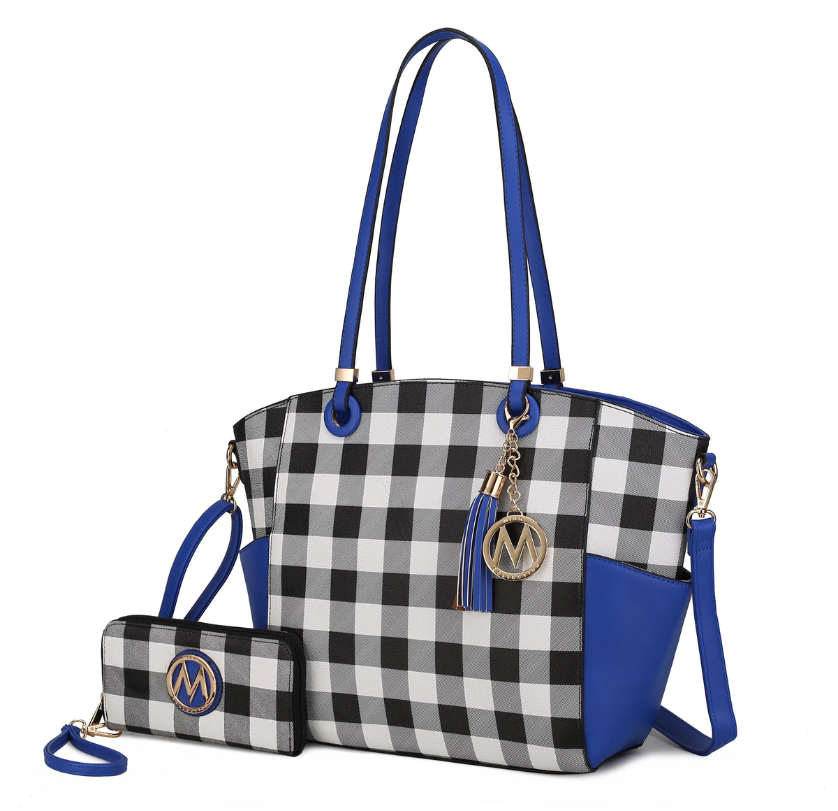 Royal Blue Vegan Leather Tote Handbag with Wallet M180977