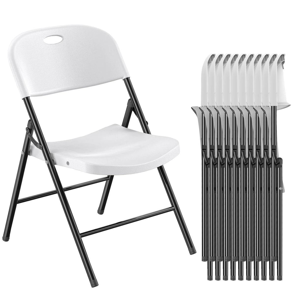 10 Pack Heavy Duty Plastic Folding Chair with Steel Frame I793