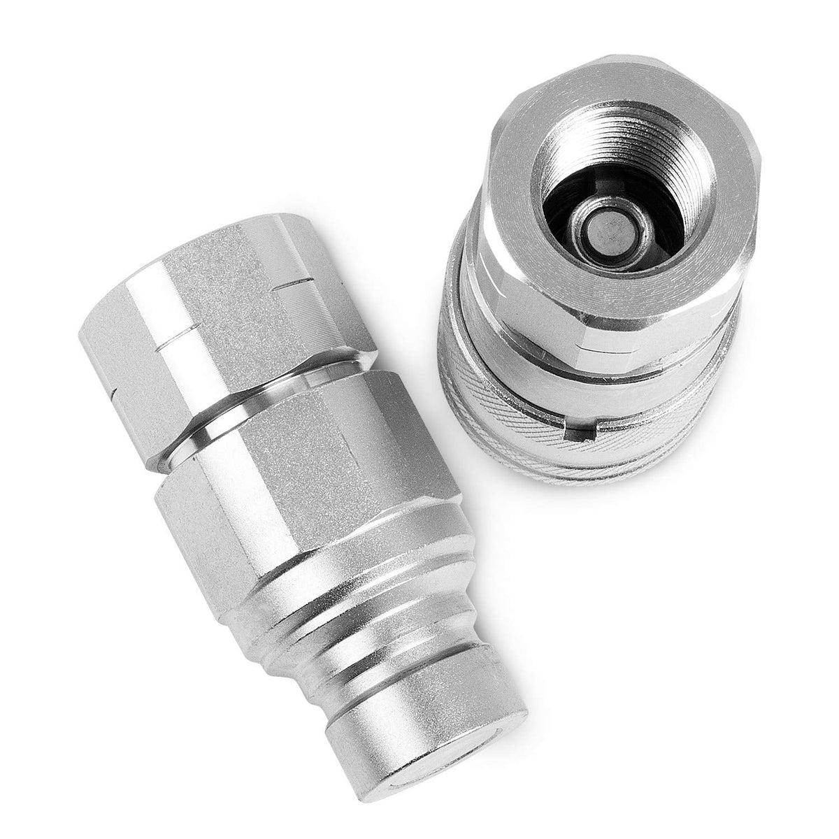 1/2" NPT Flat Face Hydraulic Quick Connect Couplers Set with Dust Caps S965