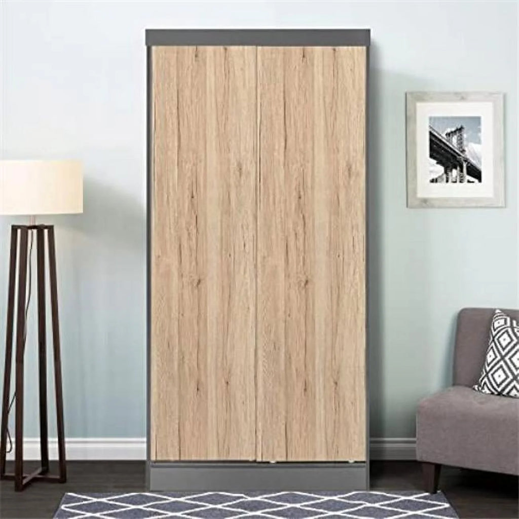 Wood Double Sliding Door Wardrobe A87976