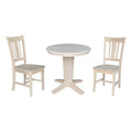 30" Solid Wood Round Top Pedestal Dining Table with 2 Chairs D854
