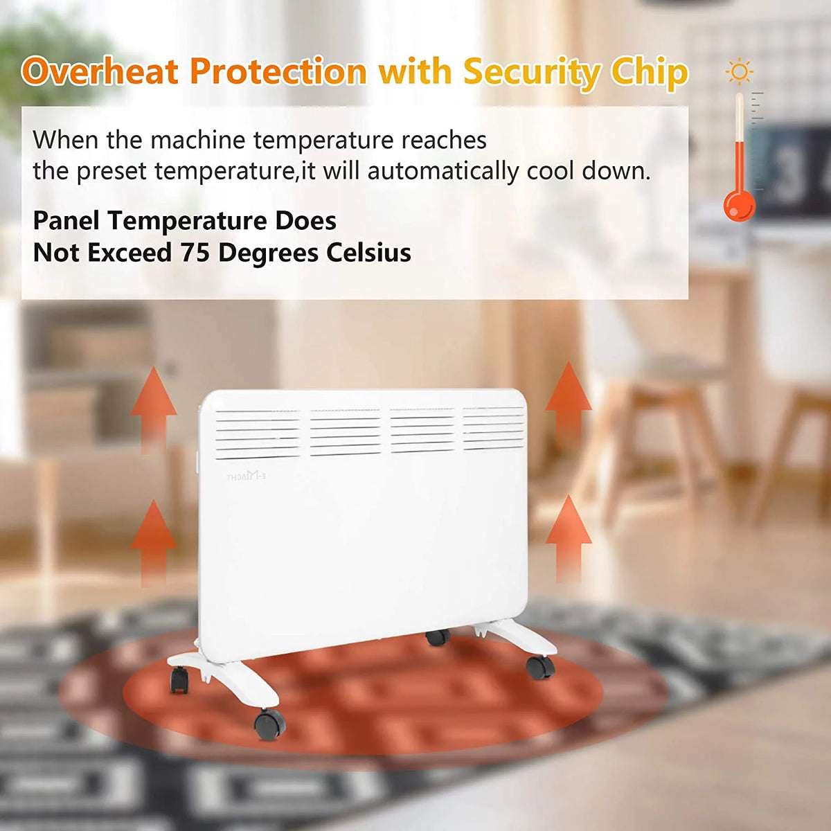 1500 W Quiet Wall Mountable Electric Space Heater I26015
