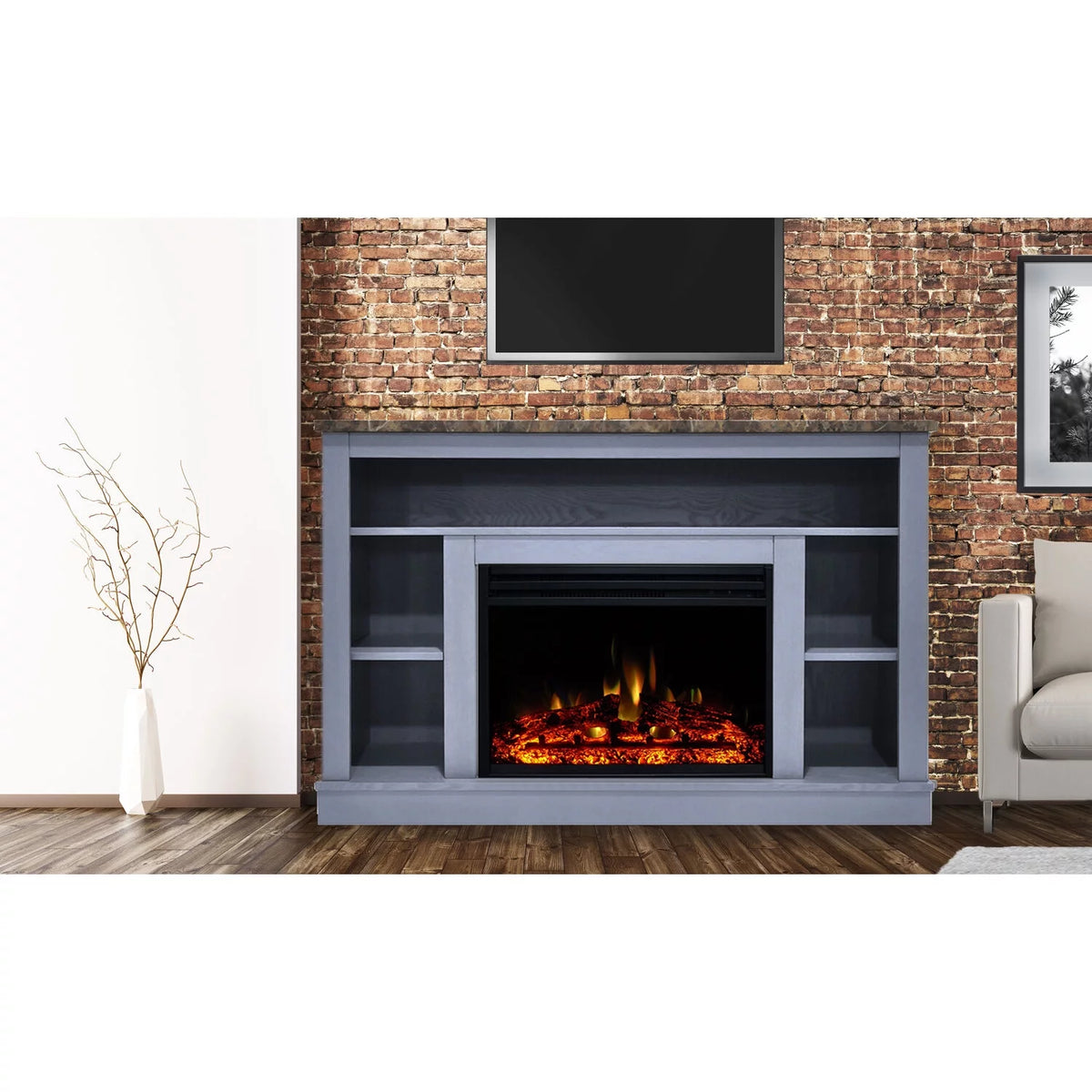 47'' Freestanding Electric Fireplace with Log Insert C728