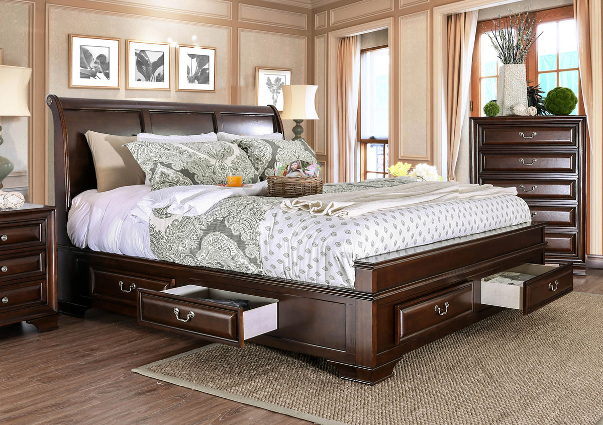 California King Brown Cherry Platform Bed Z902