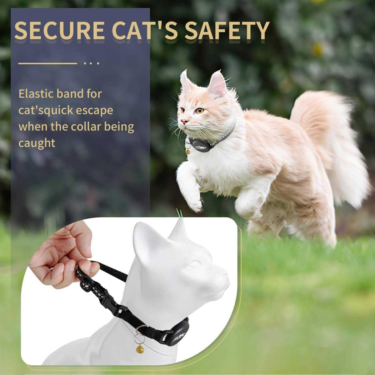 Reflective Cat Collar with Airtag Holder A587