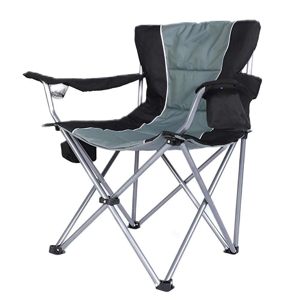 Oversized Camping Folding Chair with Cup Holder Grey E171