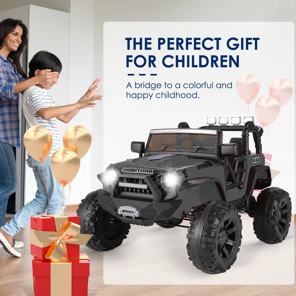 24V Electric Kids Ride On Truck Car with 2 Seaters Black N552