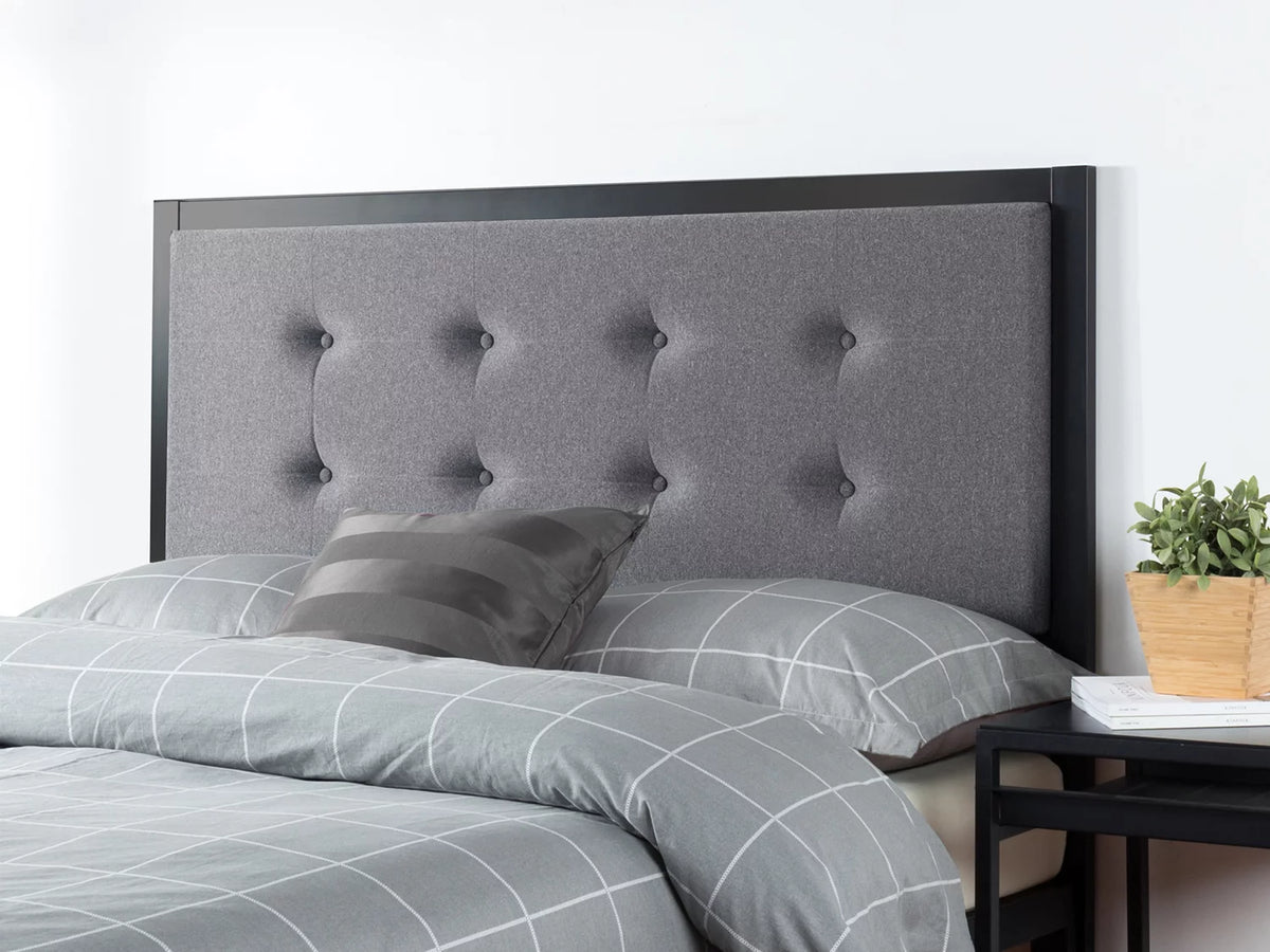 Queen Gray Upholstered Metal Headboard H303663
