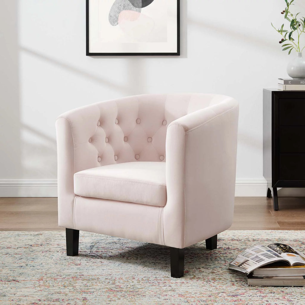 Pink Velvet Accent Chair J673289