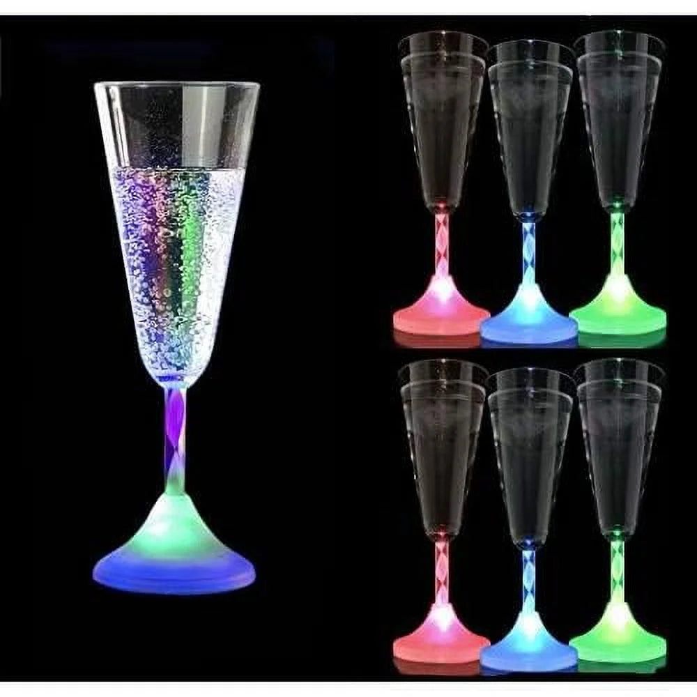 6 Oz LED Light Up Champagne Flutes Set Of 6 L42886