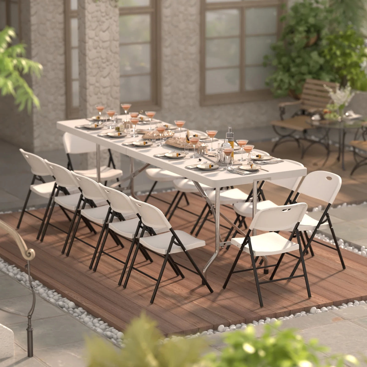 10 Pack Heavy Duty Plastic Folding Chair with Steel Frame I793