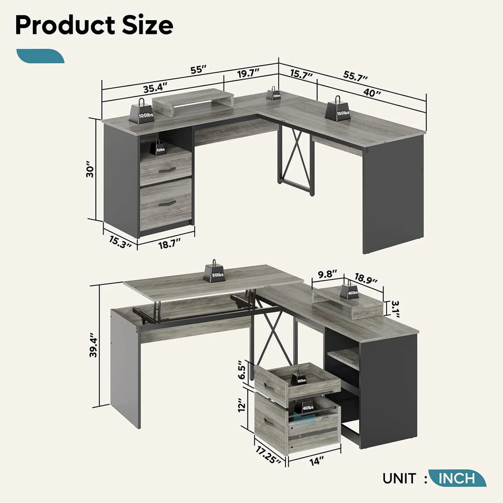 L Shaped Desk with File Drawer X93159