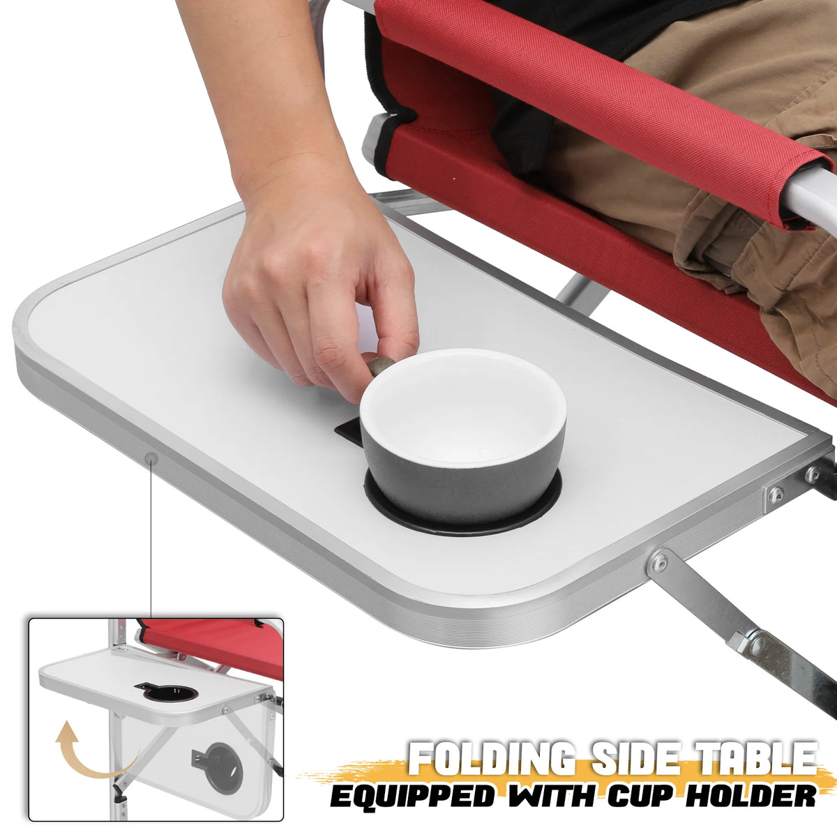 Folding Director Chair with Side Table & Storage Pocket I727862