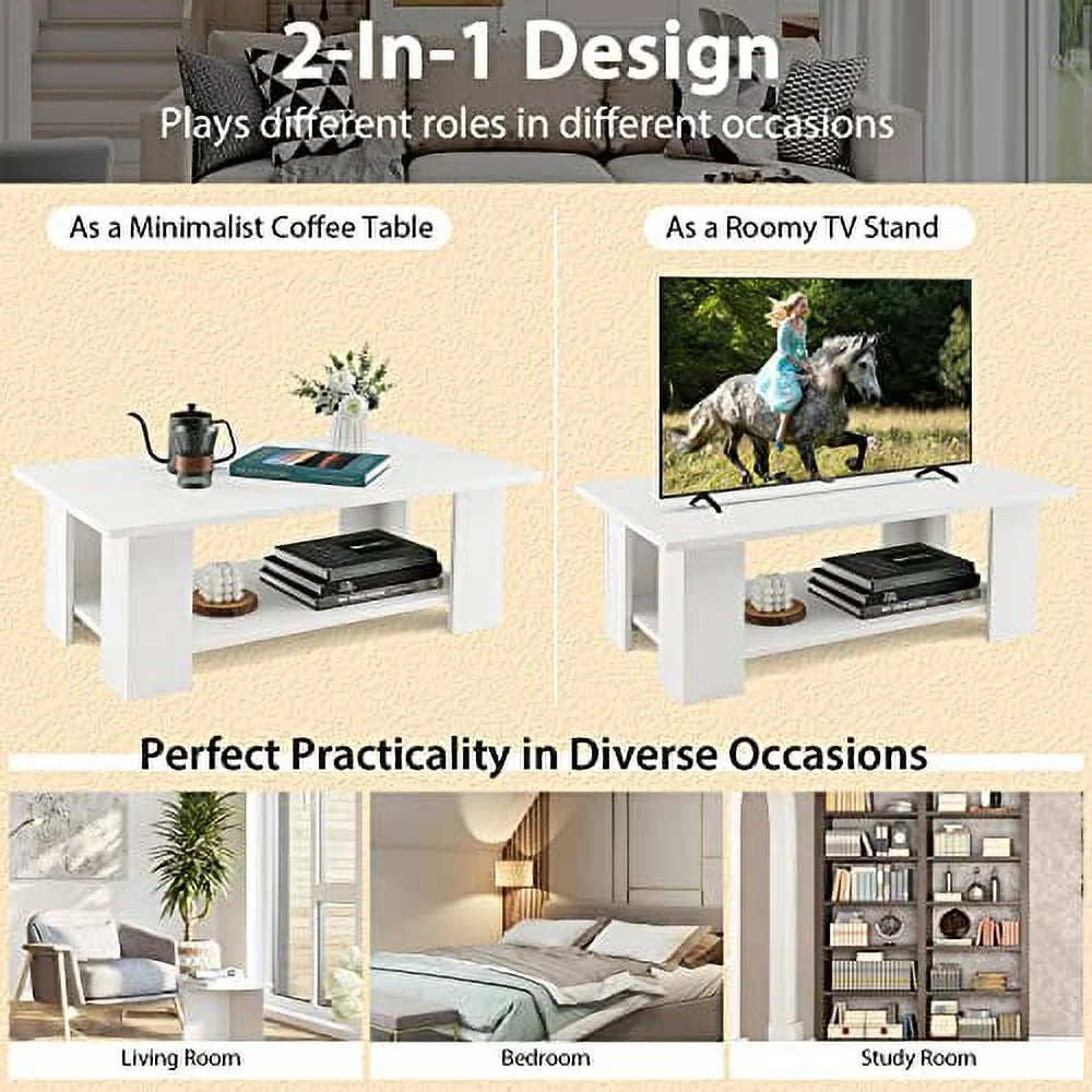 White Coffee Table with Storage P39742
