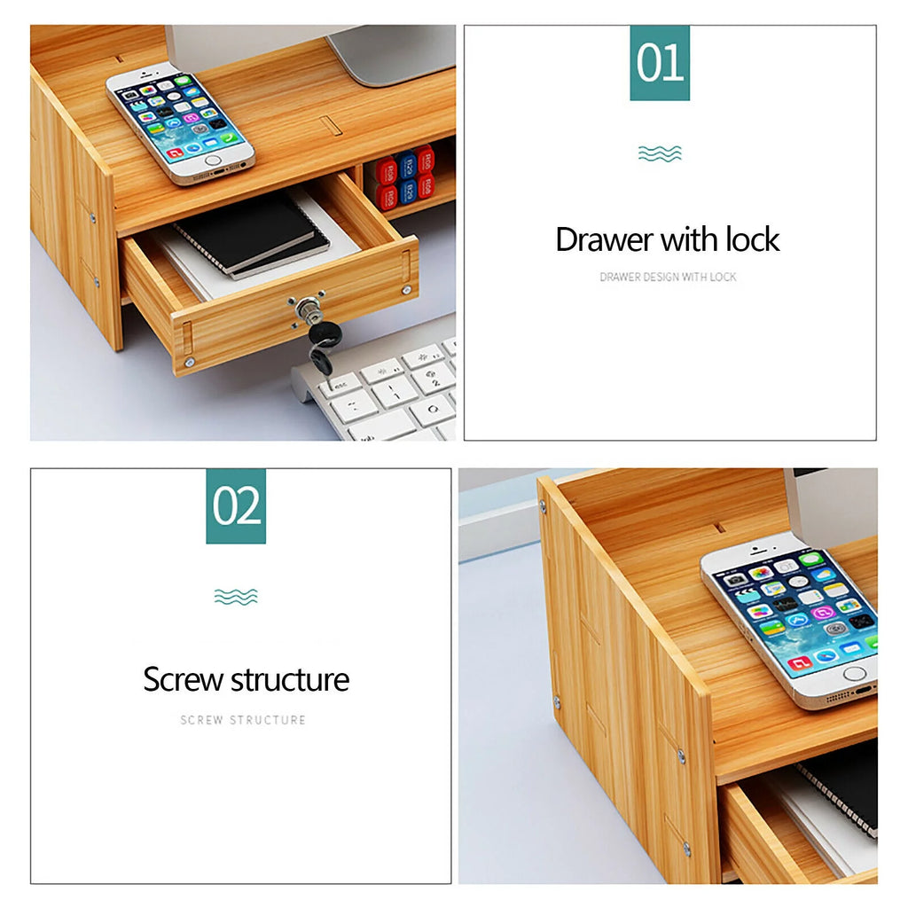Wood Computer Stand with Drawer E720415
