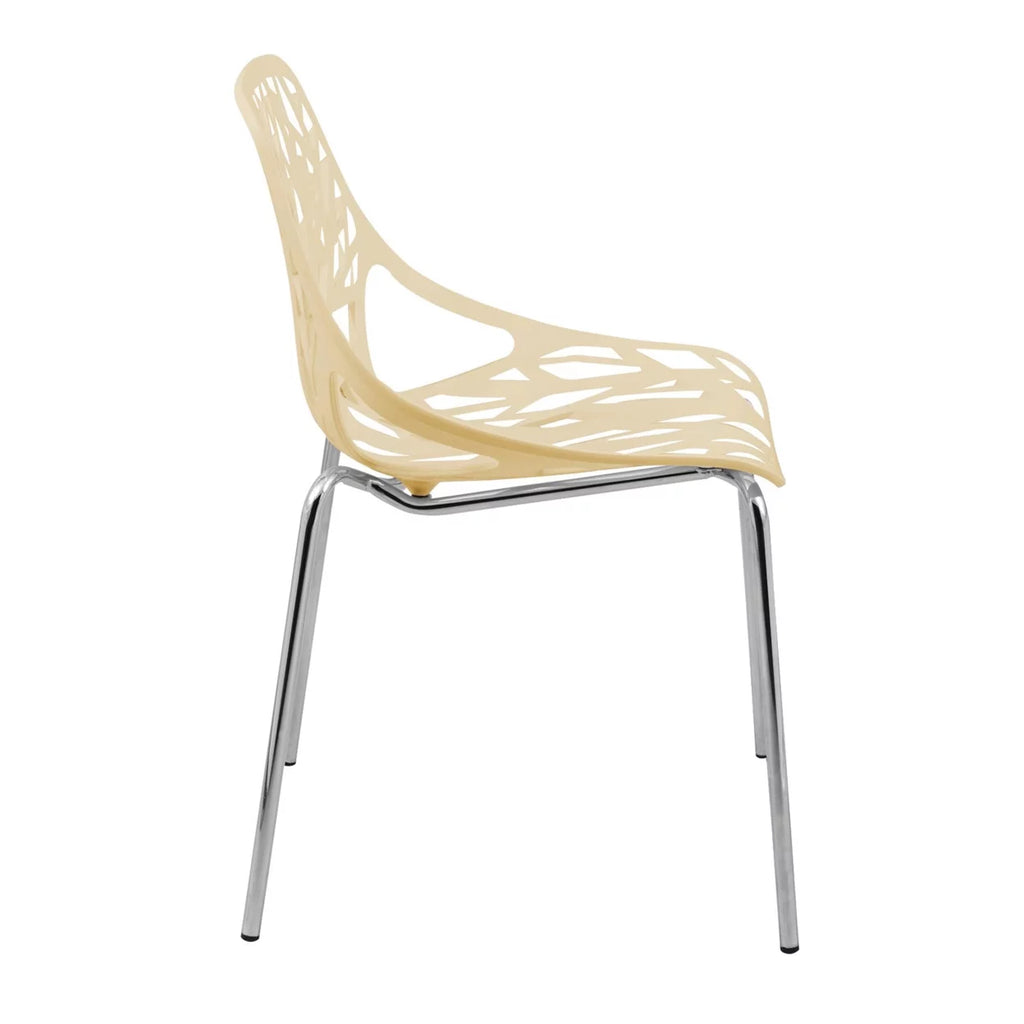 Cream Dining Chair with Chromed Legs Set of 4 W79697