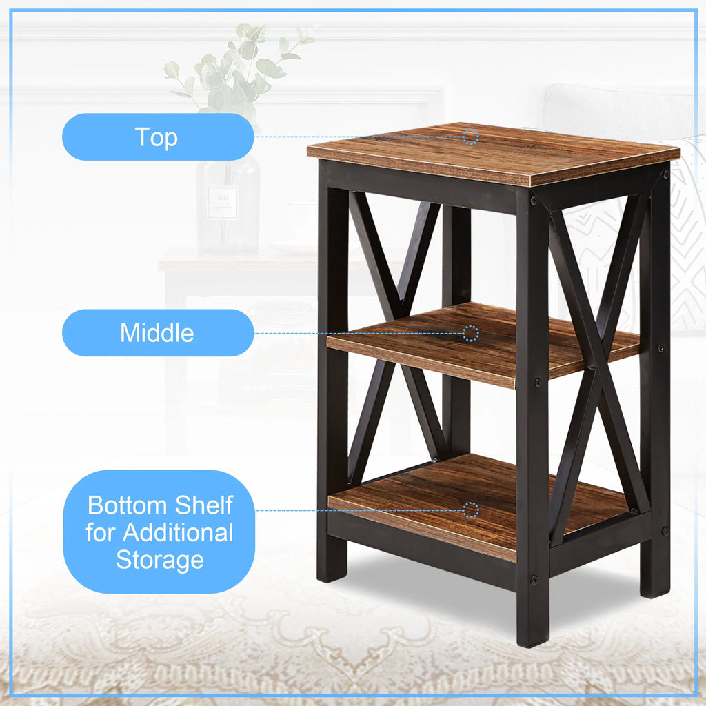 Set of 2 Nightstand with 3-Tier Shelf T690414