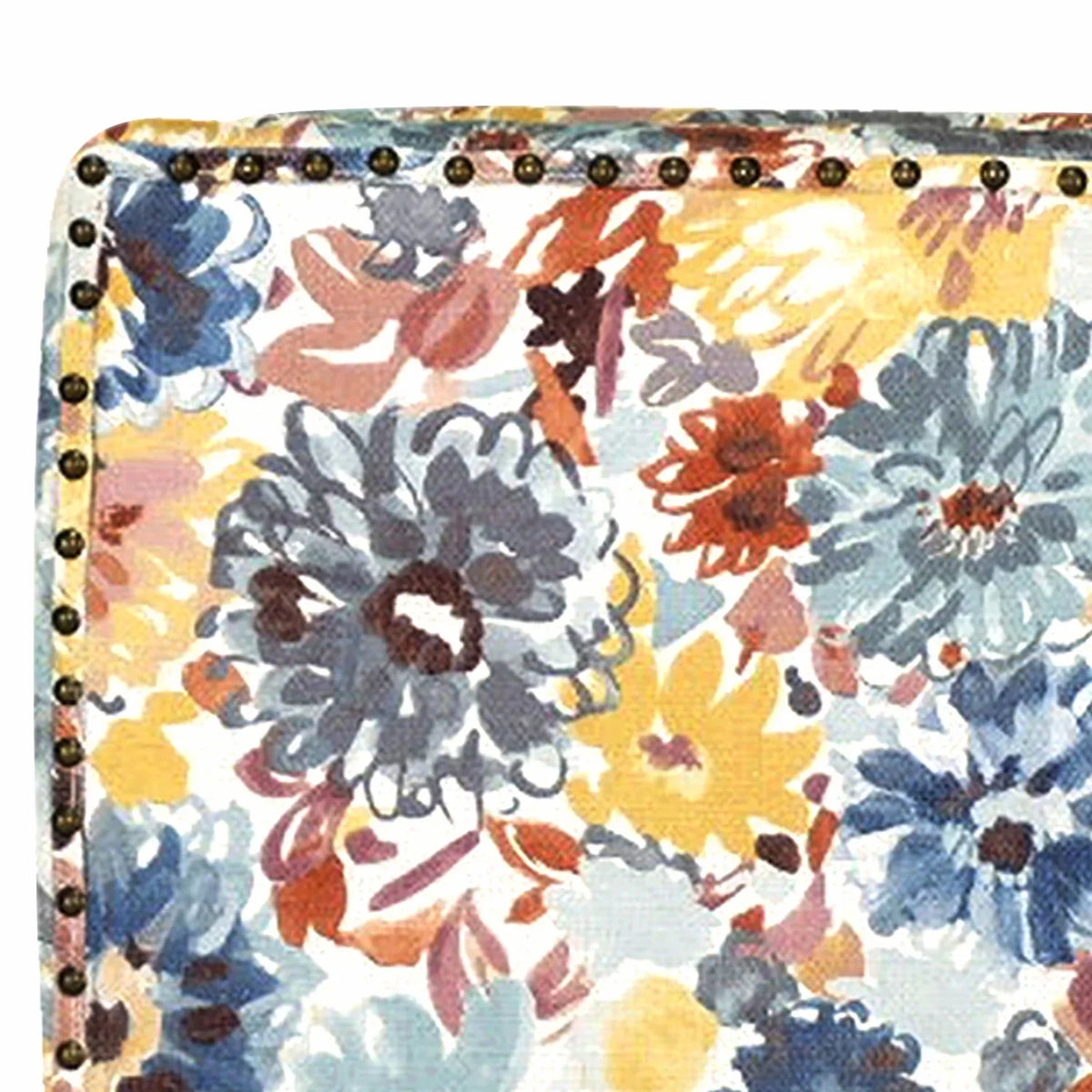 Blue Yellow Brown Floral Polyester Blend Arm Chair O731016