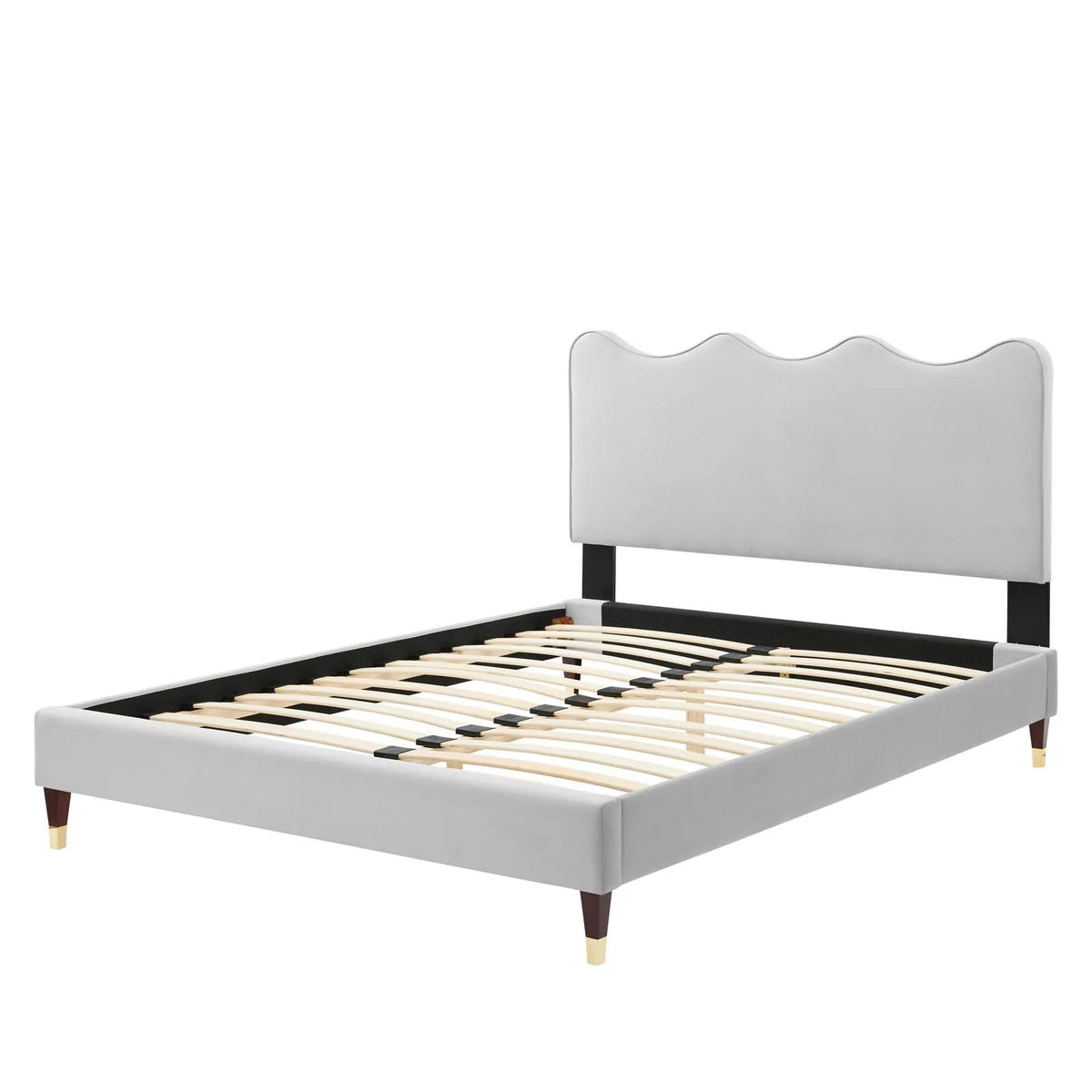 Full Size Grey Velvet Platform Bed Frame D516
