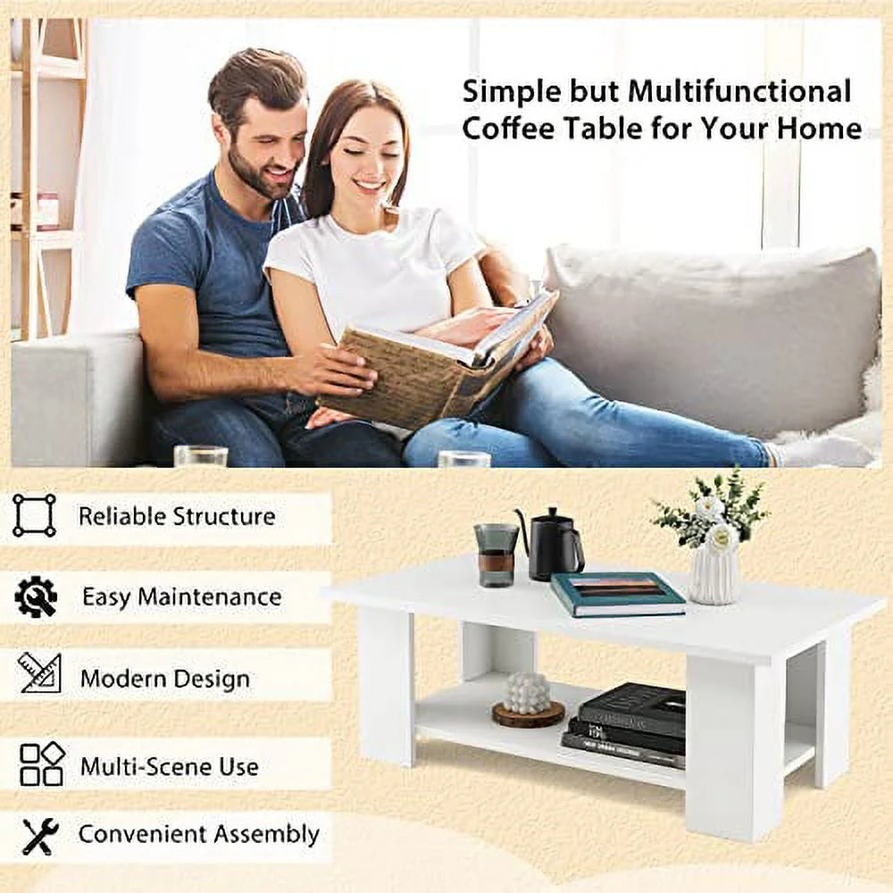 White Coffee Table with Storage P39742
