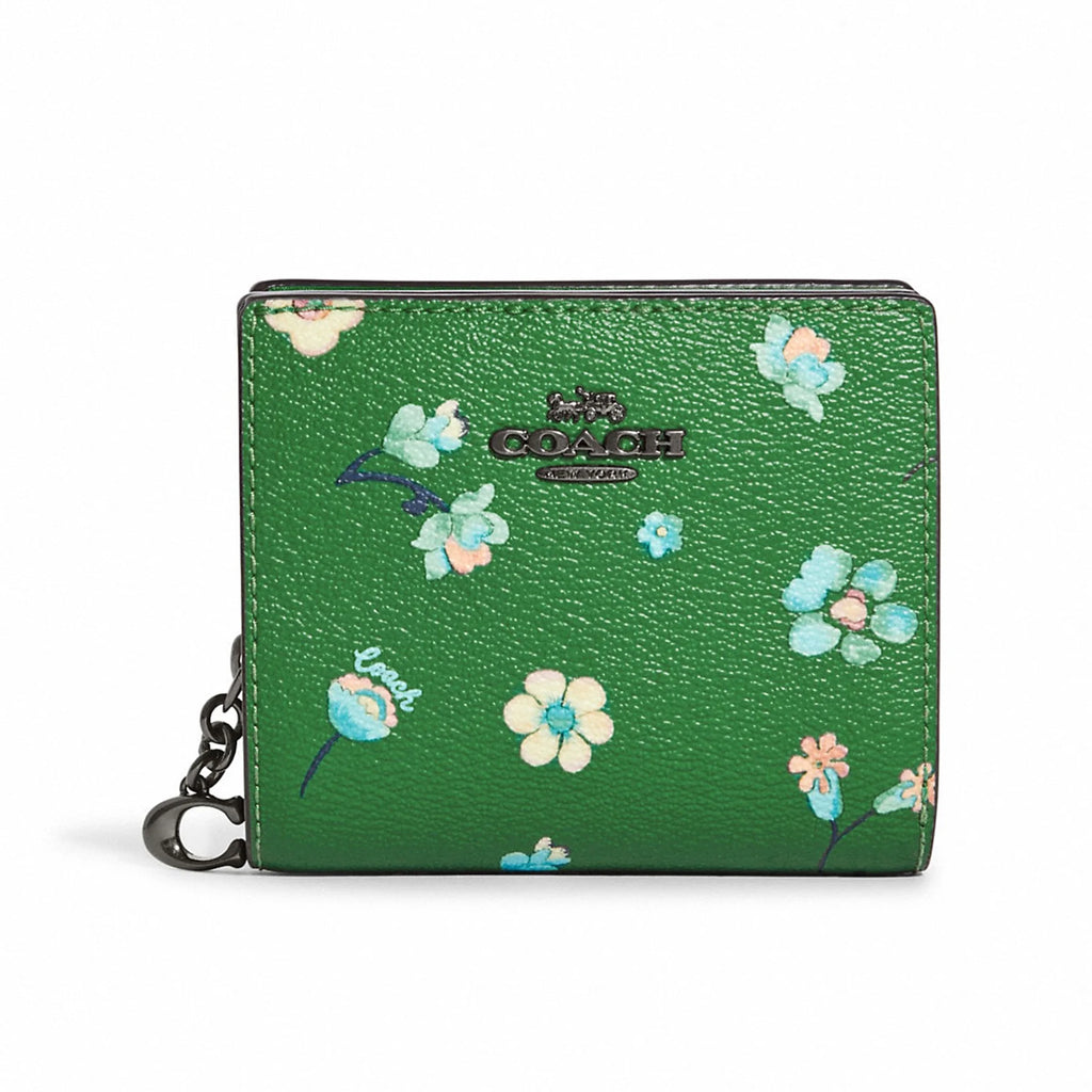 Green Multi Floral Print Snap Wallet S719