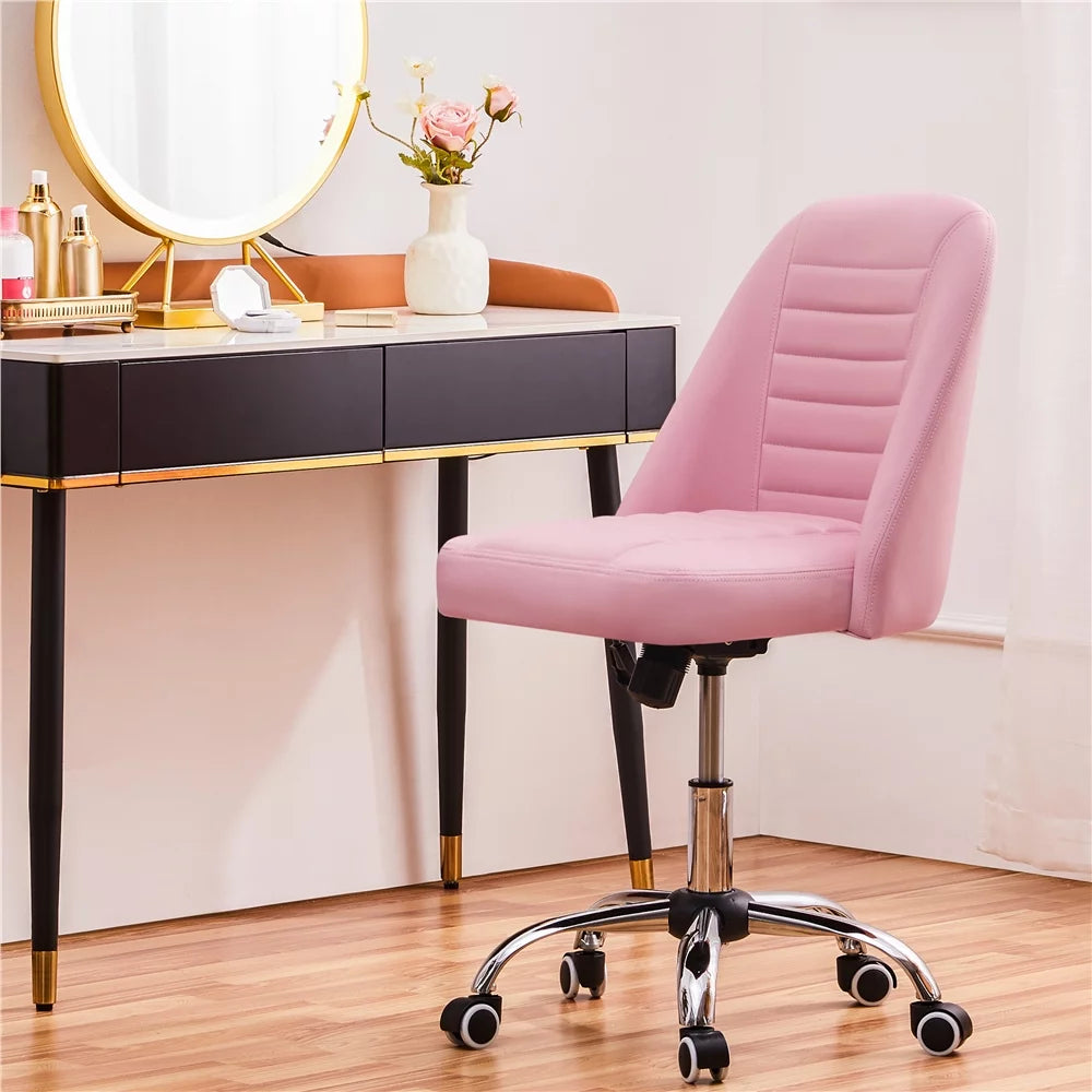 Pink Faux Leather Office Desk Chair K189