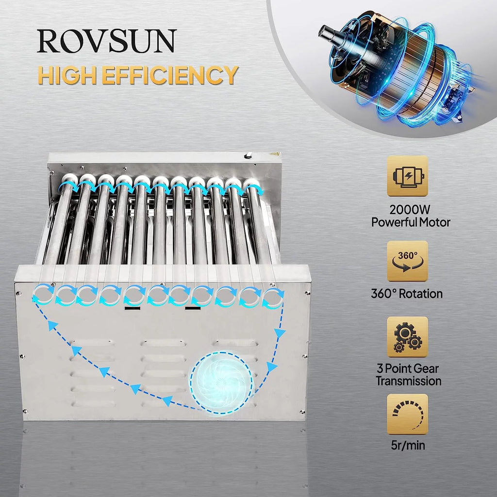 2000W 11 Rollers Hot Dog Roller Grill Cooker Machine with Bun Warmer O151118