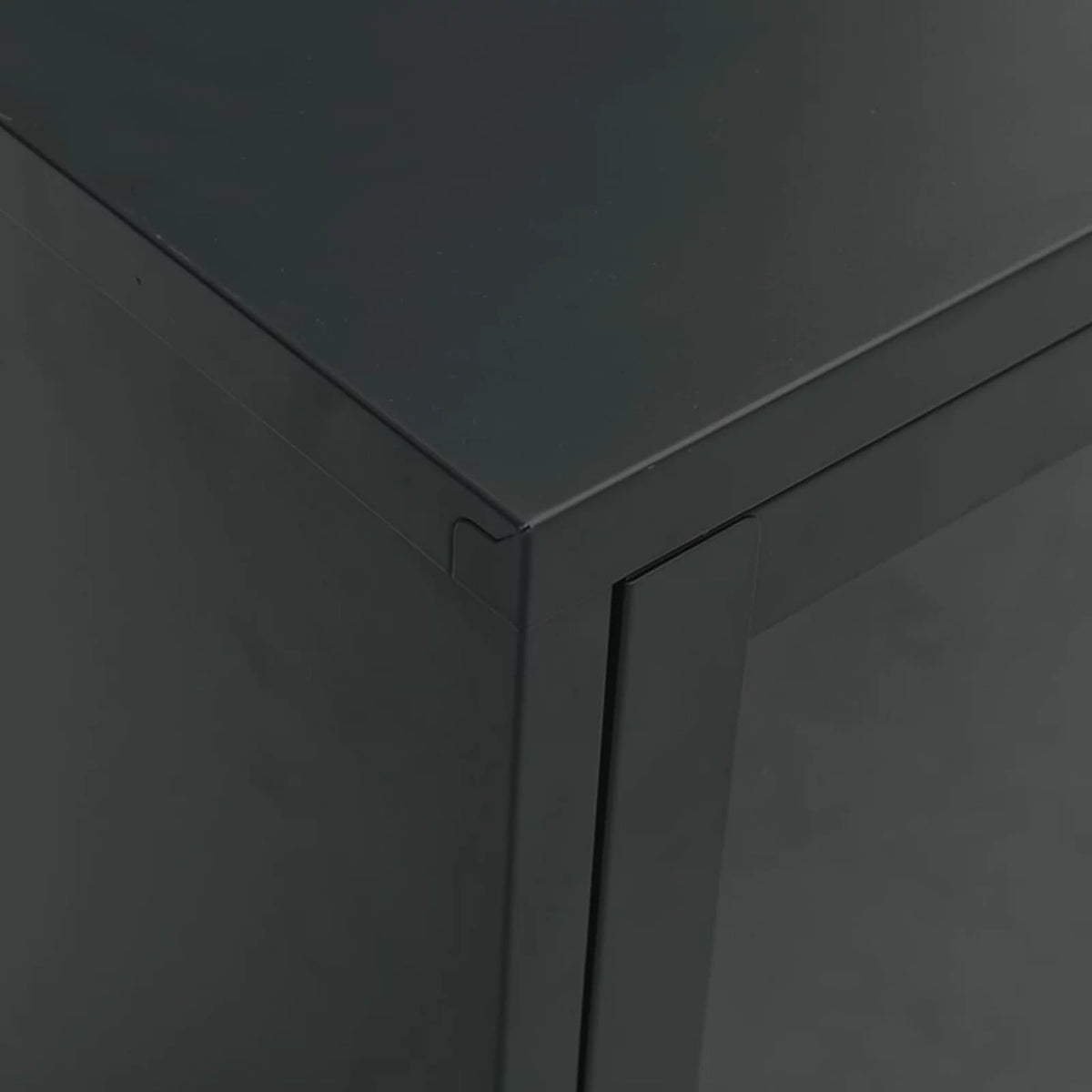 Black TV Stand with 2 Glass Doors and Open Shelves P146