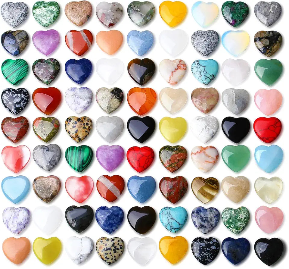 80PCS Heart Shaped Crystals Worry Stones Natural Rose Quartz Polished Chakra Stone Set M37690