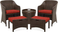 5-Piece Wicker Outdoor Patio Furniture Set with Storage Table D544915