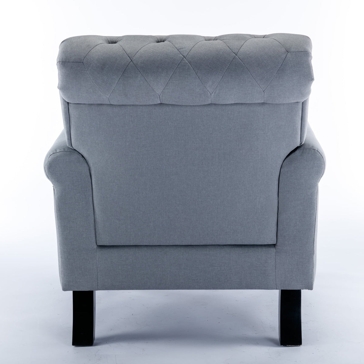 Light Gray Upholstered Tufted Accent Chair with Wood Legs B713
