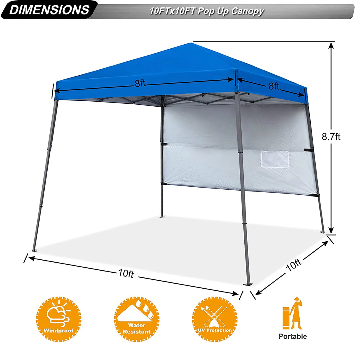 10ft x 10ft Pop Up Canopy Tent with Sidewall K649