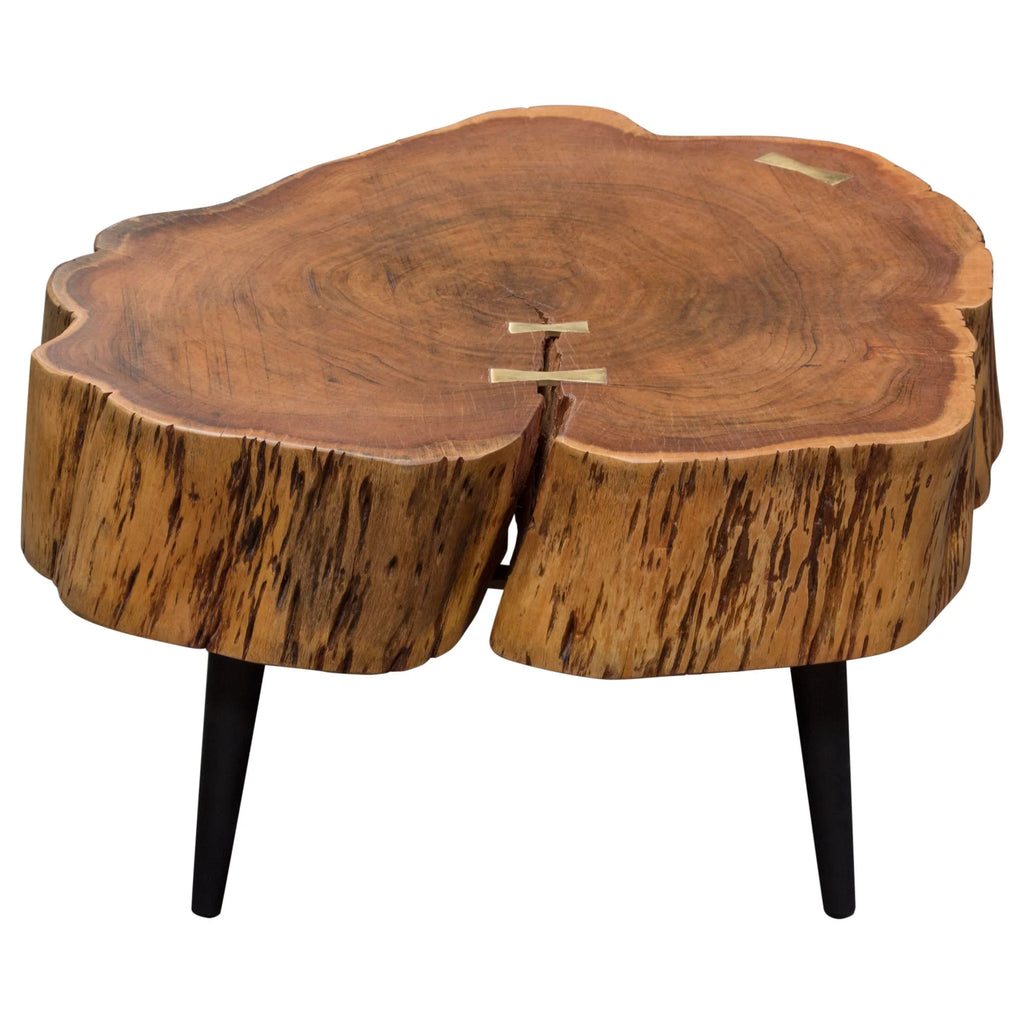 Natural Acacia Live Edge Cocktail Table with Black Iron Legs O55524