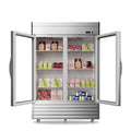Commercial Beverage Cooler 2 Glass Doors 49 Cu.ft Stainless Steel Reach-in Upright Refrigerator V510