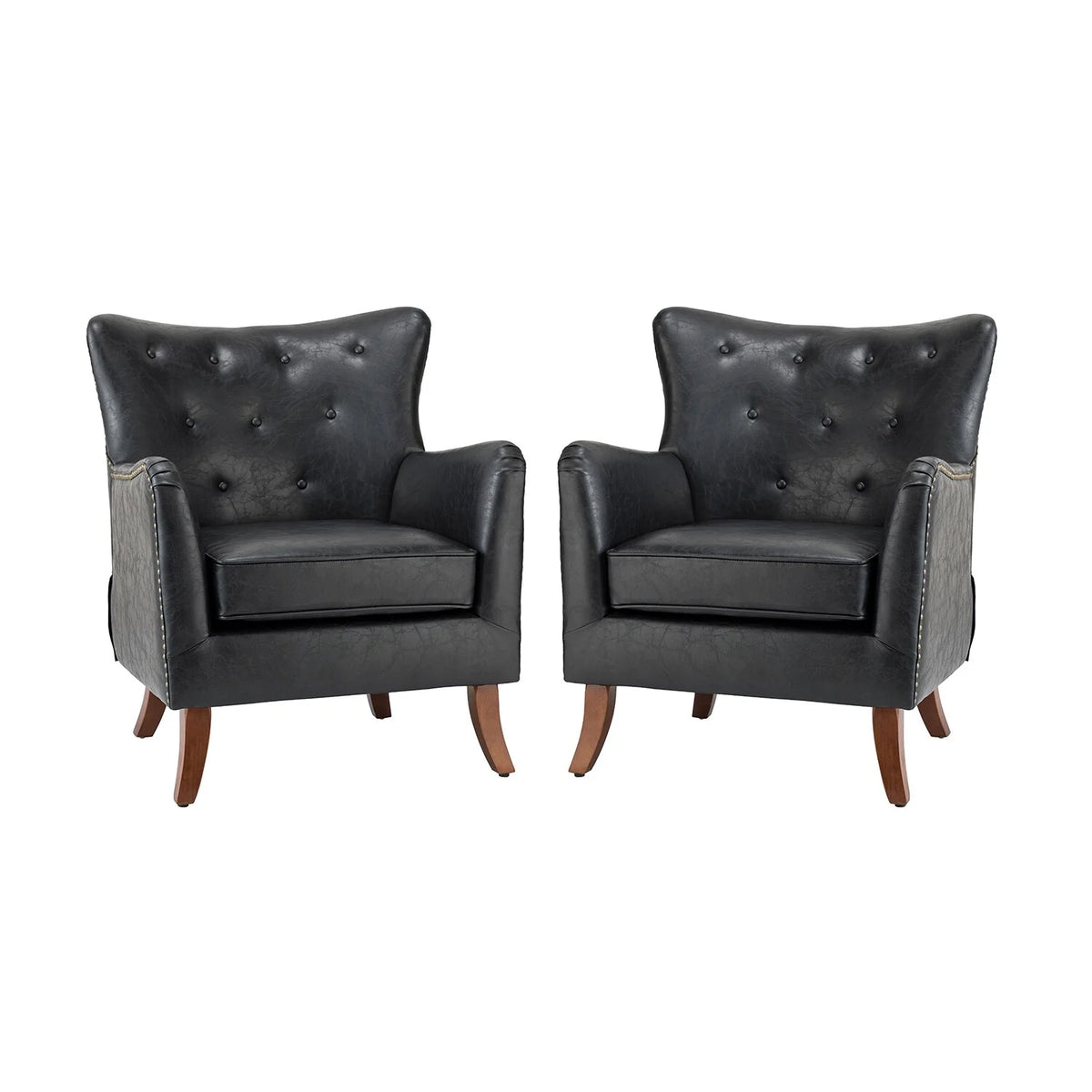 Upholstered Armchair with Square Arms Set of 2 D8475