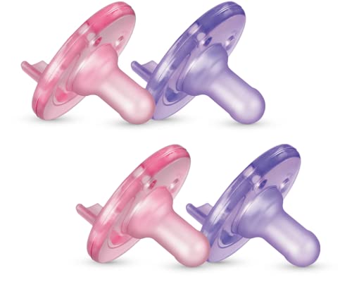 0-3 Months Orthodontic Silicone Baby Pacifiers, Green, 4 Pack F3322