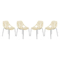 Cream Dining Chair with Chromed Legs Set of 4 W79697