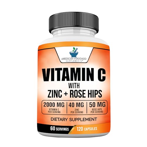 Vitamin C 2000mg Zinc 40mg Rose Hips 120 Capsules Y4919