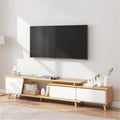 White Oak Adjustable Wooden TV Stand with 2 Drawers 1 Door K7106