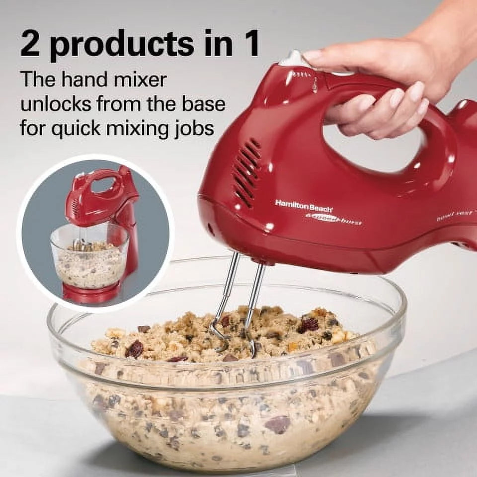 Red 6 Speeds Stand and Hand Mixer R387