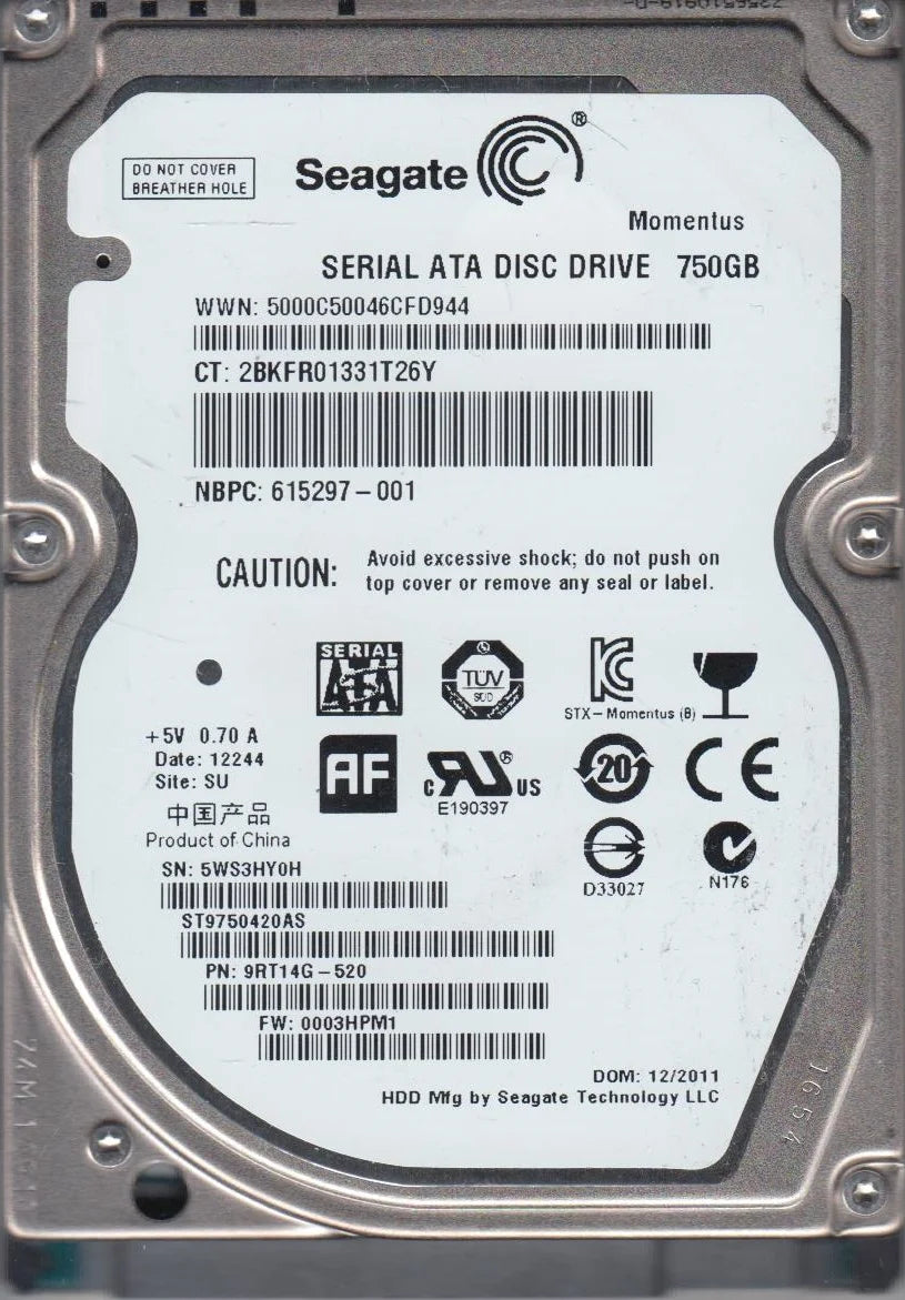 750GB SATA 2.5 Hard Drive N2182