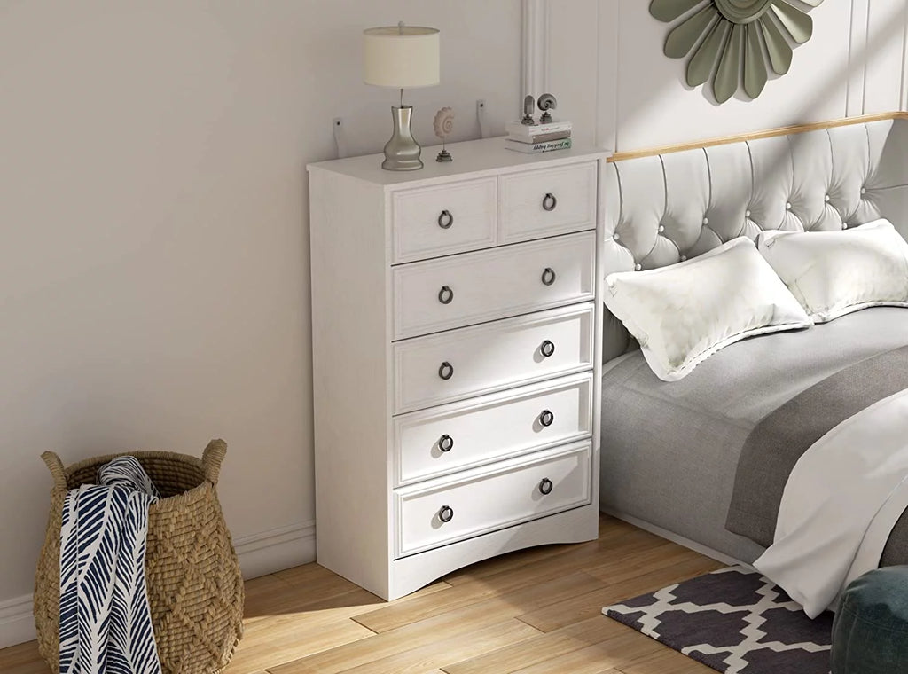 White 6 Drawer Wood Dresser M891