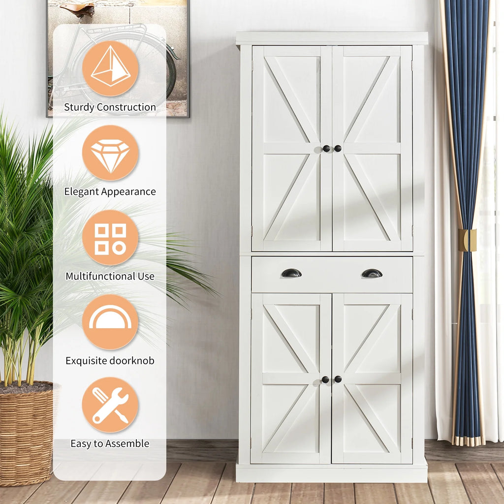 72" White Pantry Storage Cabinet D914