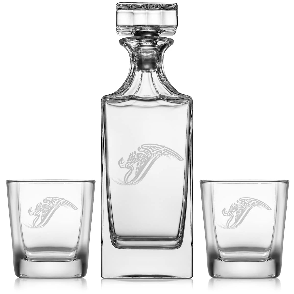 Whiskey Decanter Gift Set With 2 Old Fashioned Rocks Glasses V722