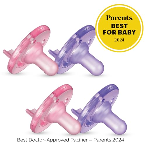 0-3 Months Orthodontic Silicone Baby Pacifiers, Green, 4 Pack F3322