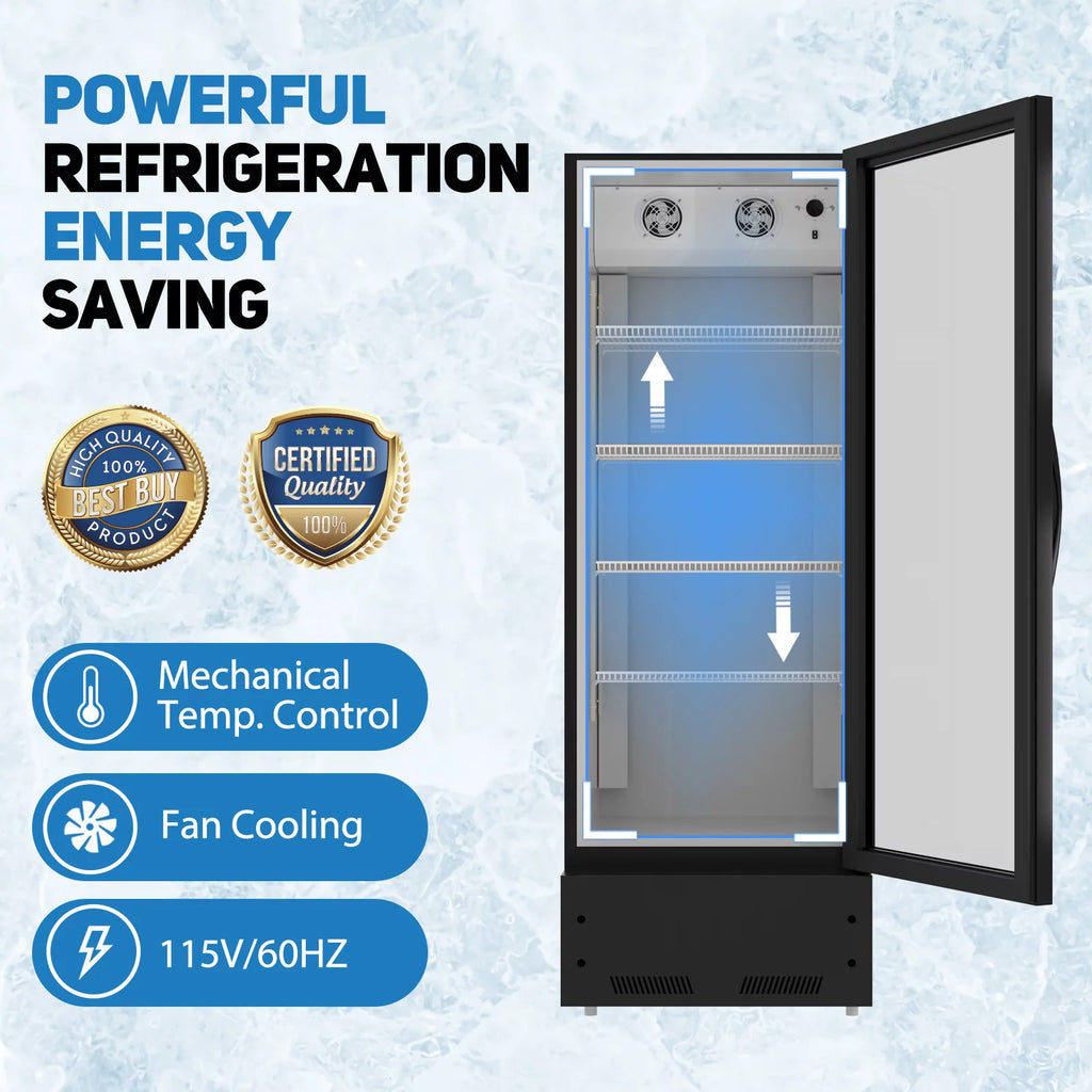 24" Glass Door Upright Beverage Refrigerator with Adjustable Shelves C383