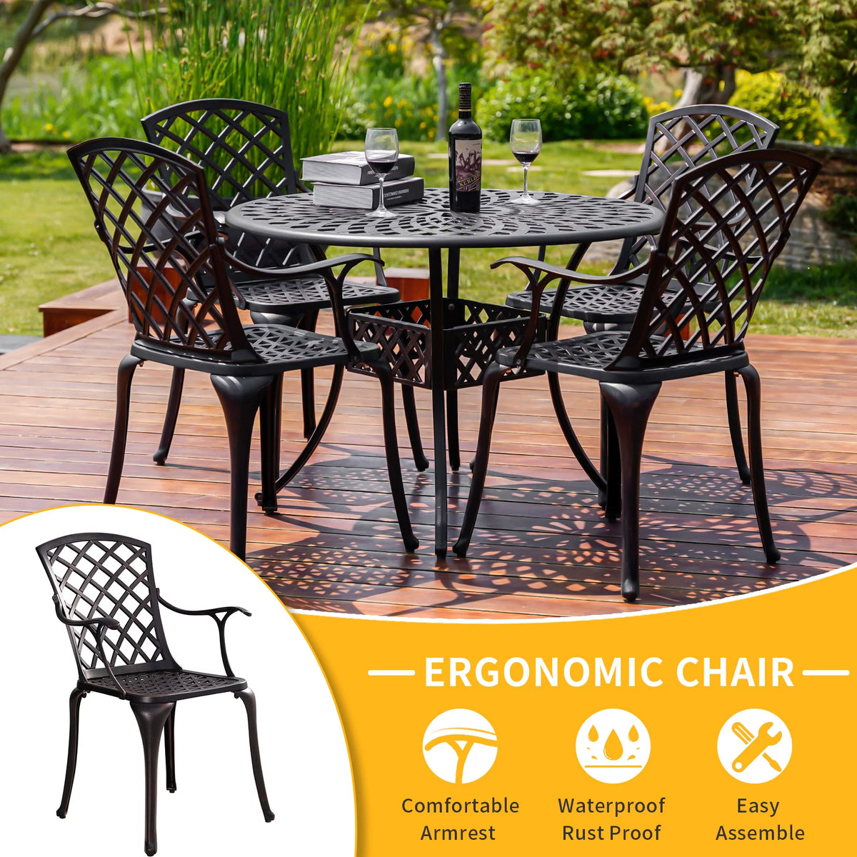 5 Pieces Cast Aluminum Patio Dining Set G882021